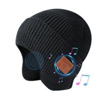 Naujos „Bluetooth“ ausinės, muzikinis dangtelis, daugiafunkcis LED apšvietimas, ant galvos tvirtinamas terminis dangtelis No Light juoda