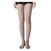 Women Pantyhose Dot Heart Print Ultra-thin See-through High Elasticity Anti-slip Solid Color Commute Dating Party Mini Skirt Matching Hosiery gray