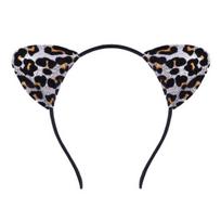 Plaukų lankelis Leopardo rašto Katės ausų dekoras Helovino galvos juosta Minkšta reguliuojama Cosplay galvos apdanga Teminio vakarėlio dekoracija sidabras