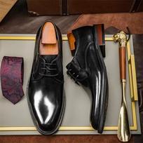 2024 2024 Derby Shoes  High Quality Leather Wedding Party Comfortable Lace up Men Shoes 2024 New Men's Business Office Dress Shoes 37