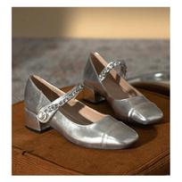 2024 2024 Silvery Mary Jane Shoes Women Heels Platform Lolita Shoes Women's Japanese Style Vintage Girls Thick Heeled Shoes for Women 34
