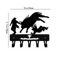 Cowboy Bull Rider Rodeo Clowns Key Rack Hanger 9-inch Wide Metal Wall Art for Kitchen Bathroom Living Room - Artistic Home Decor juoda