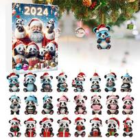 2024 Advento kalendorius Panda, 24 Kalėdų atostogų dienos Advento kalendoriaus pakabukas, Kalėdų kolekcinis rinkinys Kalėdoms style A gray