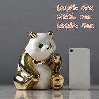 Mielas „Golden Panda“ keramikos dirbinių kūrybinis namų darbalaukio dekoravimas (pasirinkite 3 dydžius) squat gray