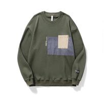 Autumn American Heavy Color Matching Crew Neck Sweater Men'S Loose Trendy Brand Large Size Casual Youth Pullover Tide M gray