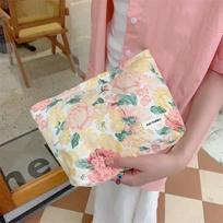 Travel Cosmetic Bag Flower Print Makeup Case Women Zipper Hand Holding Make Up Phone Organizer Storage Pouch Toiletry Wash Bags