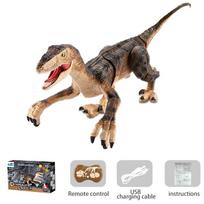 Nuotolinio valdymo dinozaurų žaislai vaikams 2,4 GHz RC dinozaurų robotas žaislas su Verisimilitude garsu vaikams, berniukams, mergaitėms, dovana vaikams ruda