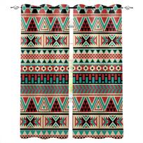 Brown Traditional Aztec Pattern Blackout Curtains For Living Room Window Curtains For Bedroom Kitchen Curtains Drapes Blinds W135 x H60cm blue