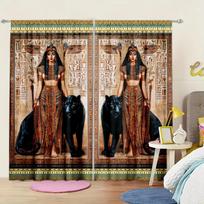 2 vnt. Senovės Egipto Deivės Spausdinamos Užuolaidos Namų Dekoro - Su Kišenė Strypui Langų Apdaila Miegamojo, Biuro, Virtuvės 52.5cmX116cm X 2pcs brown