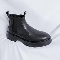 Fashion New Classic Retro Thick Soled Leather Chelsea Boot Men Fashion Boot Men Casual British Style Bootanti-slip Wearable Comfort Boot 38 juoda