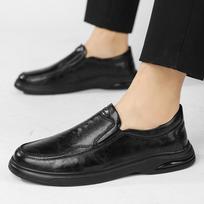 Fashion Mens Loafers outdoor High Quality Leather Slip On Business Casual Shoes 2024 New Men round Toe Classic Driving Shoes Mocasssins 6.5 juoda