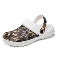 Fashion New Winter Summer Detachable Clogs Women Men Fur Slippers Waterproof Warm Plush Household Indoor Home Footwear Non-Slip Couple 35-36