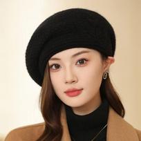 Baggy Slouchy Caps Women Ladies Winter Warm Knitted Beanies Hat Classical Skullies Fordable Woolen Cap Ear Warmer Bonnet Berets ONE SIZE juoda