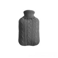 Winter 2000ml Hot Water Bottle with Knitted Flannel Cover - Convenient Hand Warmer Bag Single knitted cover tamsiai pilka spalva