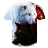 Animal Wolf T Shirt For Boys Print Children Boys Harajuku 3D T Shirt Summer Kids Short Sleeve Girls Tshirt Cartoon Baby T-Shirts 170 gray