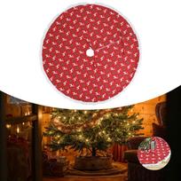 Christmas Tree Skirt Base Apron Elegant Cover Xmas for Year raudona