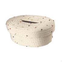 Cotton Rope Tissue Box, Holder, Decorative Case, Dispenser, Box Cover for Home, White with Dot white