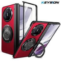 KEYSION 360 ° Rotating Magnetic Ring Stand Case for MagSafe for Huawei Mate X5 X3 Hinge Phone Back Cover with Screen Protector for Huawei Mate X5 raudona