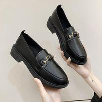 Fashion Office Kawaii Shoes for Woman 2024 Women's Summer Footwear Cute White Low Heel Elegant Loafers High Quality Lastest Vacation Y2k 35 black