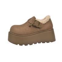 Fashion Women Snow Boots Fur Flats Platform Ankle Shoes 2024 Winter New Warm Short Plush Boots Walking Cozy Female Casual Zapatillas 36 oranžinė