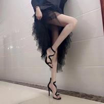 Fashion Ladies Shoes Strip Pole Dance Stiletto Women's Sandals Sexy Black Open Toe Thin Heels Cheap Liquidation Korea Luxury Summer or H 34 gray