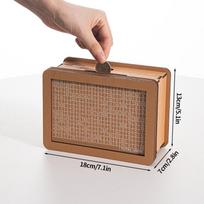 Medinė Piggy Bank pinigų dėžutė Pinigų taupymo segtuvas 1000/3000/5000/10000 Daugkartinė pinigų dėžutė su taupymo tikslo monetų taupymo reikmenimis