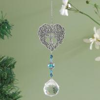 Crystal Wind Chimes SunCatcher Hanging Pendant The Tree of Life Heart Shape Light Catching Rainbow Prism Home Room Decoration gray