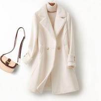 Women's  Autumn Winter  Slim Fit Woolen Coat Imitation Mink Fleece Mid Length Casual Fashion Woolen Coat Long Coat Women XXL smėlis