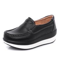 Fashion Woman Platform Loafers Summer Ladies Elegant PU Leather Moccasins Shoes Autumn Slip on Casual Fashion Women's Shoes Comfortable 35 juoda