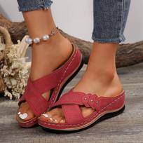 Fashion Women Retro Slippers Soft Bottom Luxury Sandals Footwear Indoor Outdoor Design Slippers Low Heels Slides Women Zapatos De Mujer 36 raudona
