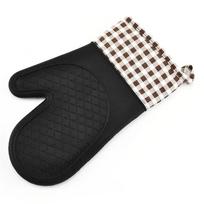 Silicone Microwave Oven Gloves Two-finger Wave Thickened and Long Anti-Scalding Silicone Baking Oven Insulated Kitchen Gloves black