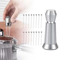 Stainless Steel Coffee Stirrer Hand Tamper Powder Needle with Needle Coffee Powder Distributor for Restaurant Kitchen gray