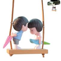 Couple Rearview Pendant Cute Swinging Couple Car Rearview Ornament Rear View Decor Cute Swinging Couple Lovers Charm For Men gray