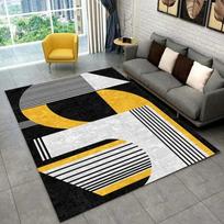 Modern Geometric Line Area Rug Non-Slip Carpet for Living Room Bedroom Rug Washable Floor Mat for Bathroom Kitchen Doormat 40X60cm-16x24in black