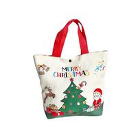 Spot Christmas Gift Bags Gift Bags Cartoon Santa Claus Snowman Large Capacity Tote Bags Student Canvas Bags raudona