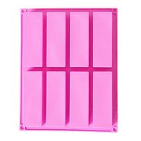 8 Cavity Cake Mold Rectangular Chocolate Silicone Mould Soap Mold Baking Mould Ice Cube Mould DIY Kitchen Tools Decoration Mold pink