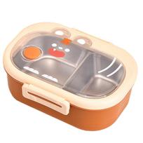 2 Grid Sealing Bento Lunch Box For Children Multipurpose Leakproof Food Container Anti-Leak Compartment Packing Box For School 2 beige