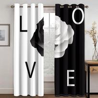 ModernRose Flower Happy Valentine's Day Window Curtains Blinds For Living Room Kids Bedroom Bathroom Kicthen Door Home Decor2Pcs W65X60H(cm)X2Pcs&Hook