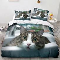 3D Printed Animal Cat Bedding Set Boys Girls Twin Queen Size Duvet Cover Pillowcase Bed Kids Adult Fashion Home Textileextile EU Single 135x200cm gray