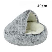 1 vnt. 40 cm pliušinė apvali raminanti katės lova pūkuota naminių gyvūnų lova katei šilta šuns lova šuniui sofa šuns namelis naminių gyvūnų lova priedai naminiams gyvūnėliams 40cm white