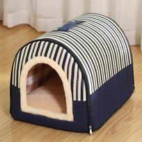 Pet Bed Foldable Dog House Kennel Soft Tent Indoor Enclosed Warm Plush Sleeping Nest Basket with Removable Cushion For Cats Dogs M 45x38x36cm