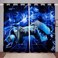 Boys Game Handle Window Curtain Blinds for Bedroom Living Room Decor Kids Teens Playing Video Game Print Window Treatments 2Pcs W50xH130(CM)x2pcs&HOOK