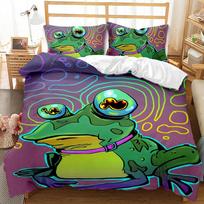 Frog Comforter Cover Tropical Nature Theme Bedding Set 3D Animal Duvet Cover for Kids Boys Soft Polyester Quilt Cover Queen Size EU Single 135x200cm