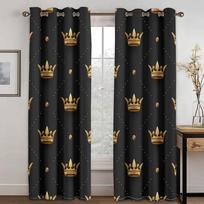 2panels Pink Queen King CrownCurtains Blinds Window Treatment for  Kids Girls' Bedroom Office Kitchen Living Room Grommet Top (W50H130cm)-2pcs&Hook