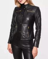 Real Soft Lambskin Leather Motorcycle Style Black Women's Jacket Biker Stylish XS juoda