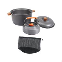 Camping Cooking Set Cookware Dinnerware Pots Kettle Including Carrying Bag for Home 1.1L gray