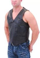 Leather Waistcoat Lambskin Party Western Button Men Wear Jacket Black Vest Coat XS juoda