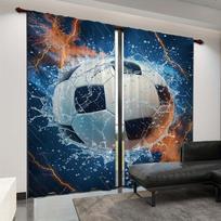 2 dalių futbolo kamuolio užuolaidų rinkinys, sporto tema, kišenė užuolaidų karnizui, miegamojo ir svetainės dekorui, langų žaliuzės, nemokamas pristatymas 100W130H(CM)&Grommet Top