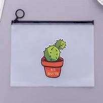 „Cactus Dull Polish“ skaidrus PVC A5 failų aplankas, dokumentų rinkimo krepšys, raštinės reikmenų krepšys one Cactus