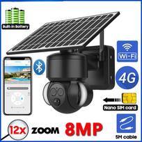 4K saulės įkrovimo 8MP HD IP kamera 4G PTZ dvigubo objektyvo 12x priartinimas Lauko vandeniui atspari saugos CCTV kamera WIFI stebėjimo kamera Only WiFi Camera